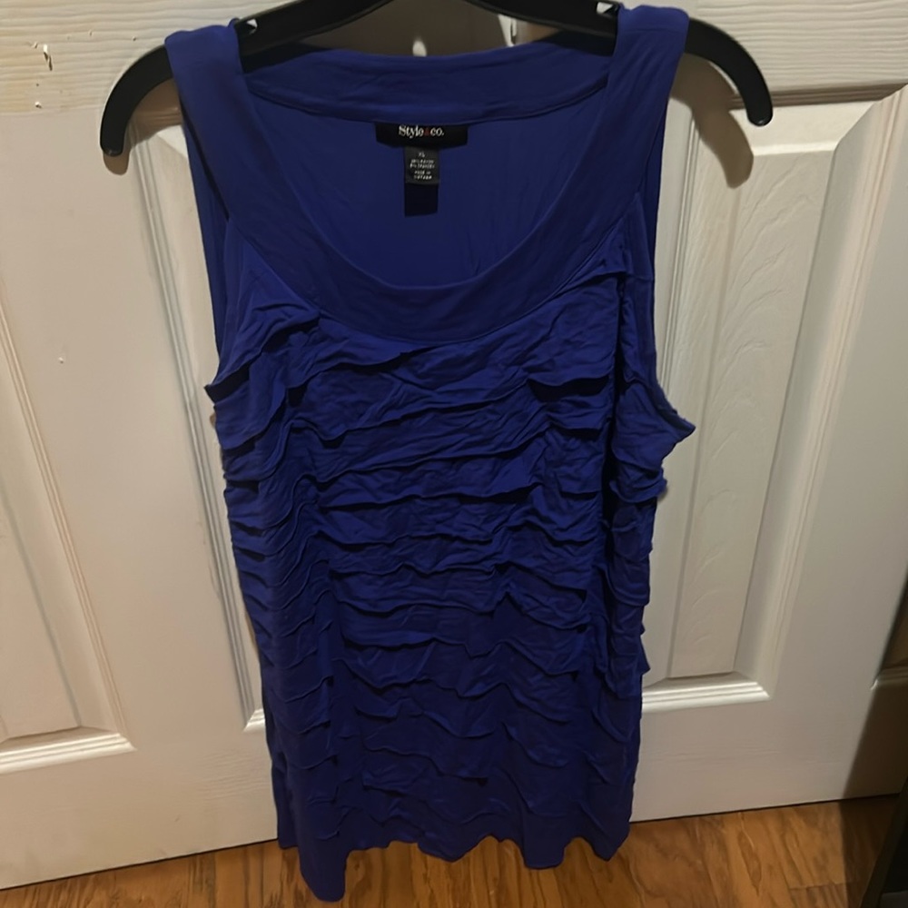 Style & Co. Women’s Blue Tank Top Ruffle Midi Dress XL